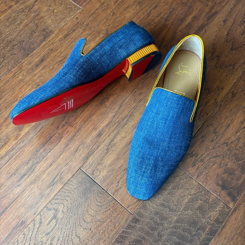 Christian Louboutin Colonnaki Denim Loafers Red Sole | Size EU 43 | NIB